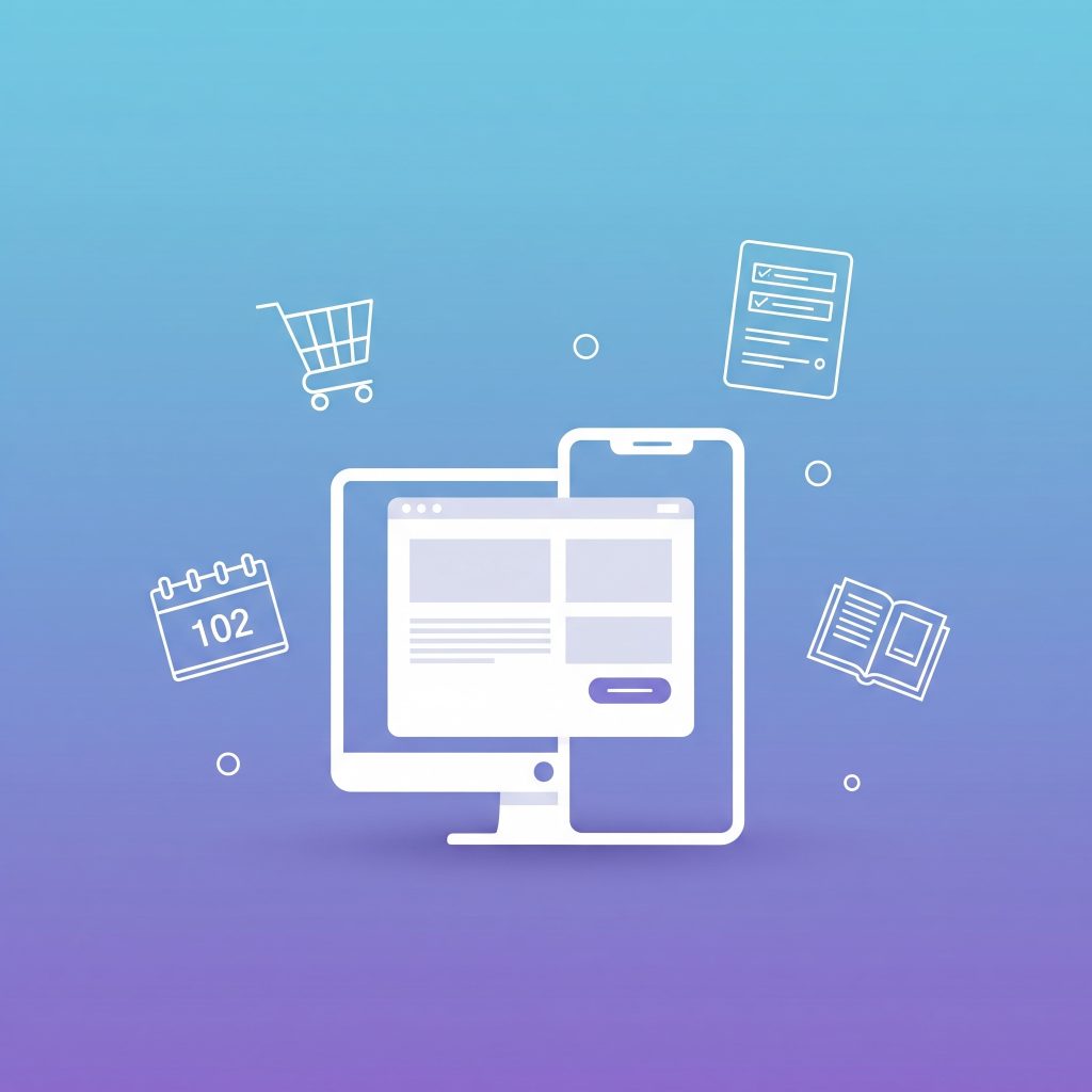 Ilustración de los tipos de landing pages y sus objetivos de marketing.