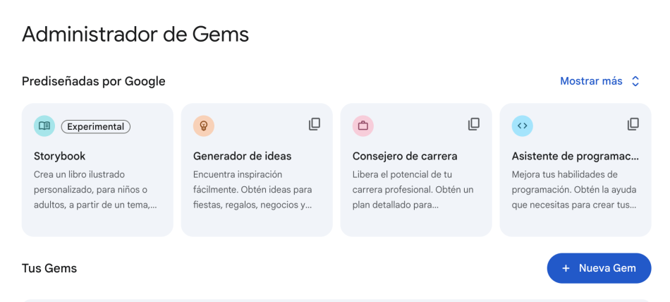 Gems de Google: Qué Son, Cómo Usarlos y Crear tu Propio Asistente de IA