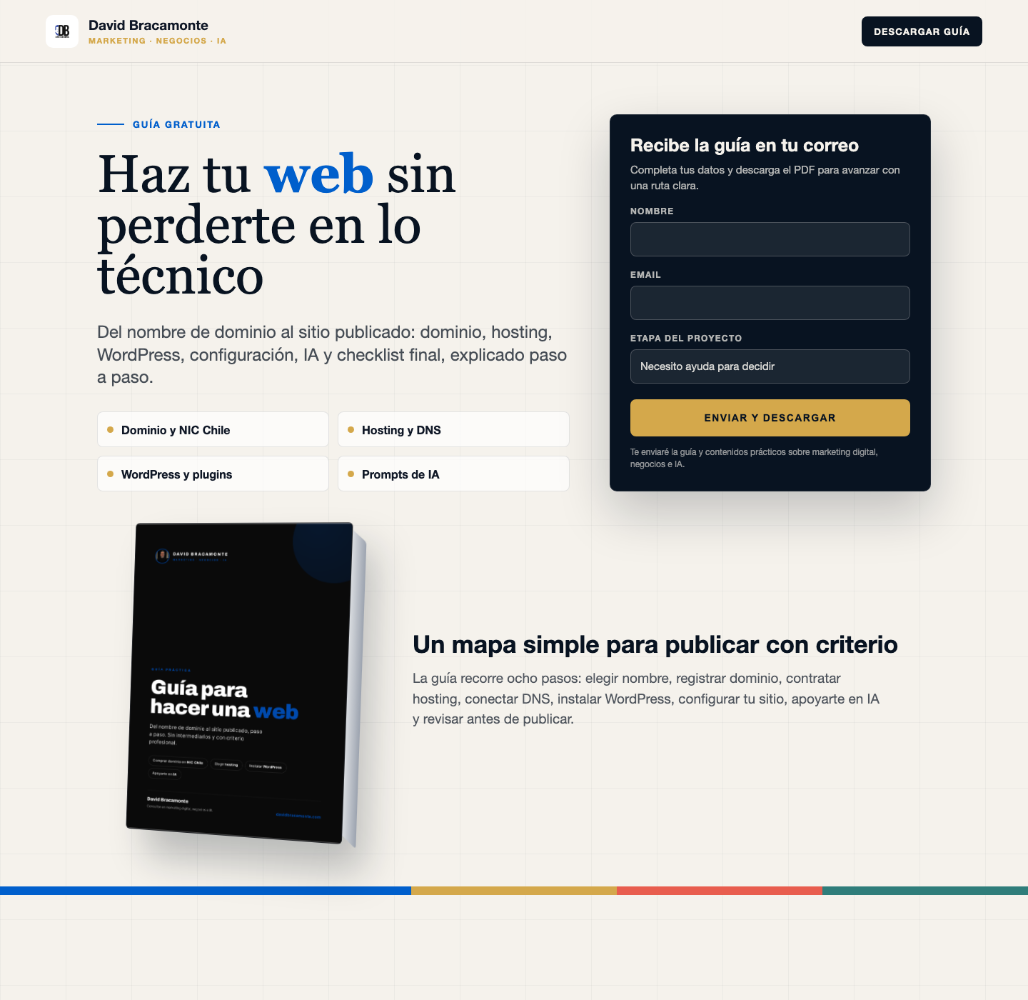 Mockup de la guía para hacer una web